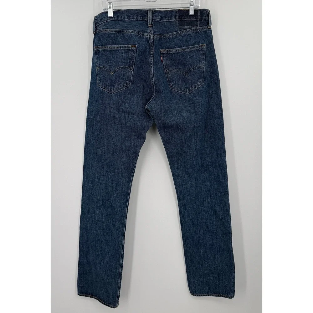 Levis 501 Original Fit Jeans Mens 34x36 Dark Wash Blue Button Fly Straight Leg